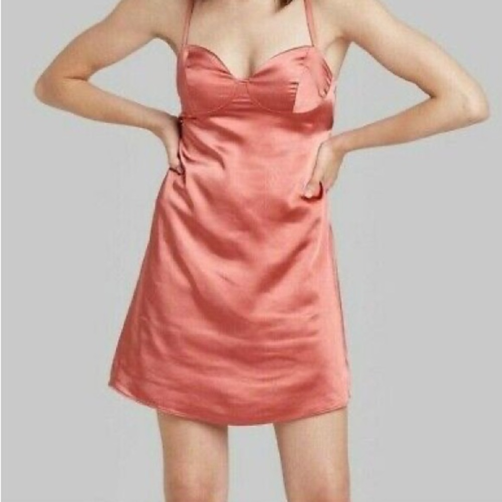 Wild Fable Dusty Rose Satin Corset Slip Dress Size XS